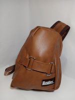 Faux leather sling bag with buckles