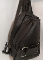 Faux Leather sling bag w/front buckles (black) - Image 4