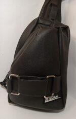Faux Leather sling bag w/front buckles (black) - Image 3
