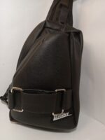 Faux Leather sling bag w/front buckles (black)