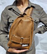 Faux leather sling bag with buckles - Image 2
