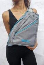 Canvas sling bag (Grey and Teal) - Image 2