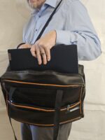 Vegan Leather Shoulder Bag (black with burnt orange) - Image 4
