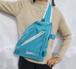 Canvas Sling Bag with foldable cane straps (teal and white) - Image 5
